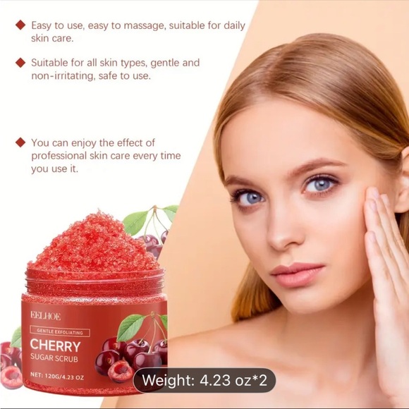 Cherry Sugar Scrub 2 Jars 4.23 oz Each Jar - Picture 6 of 10